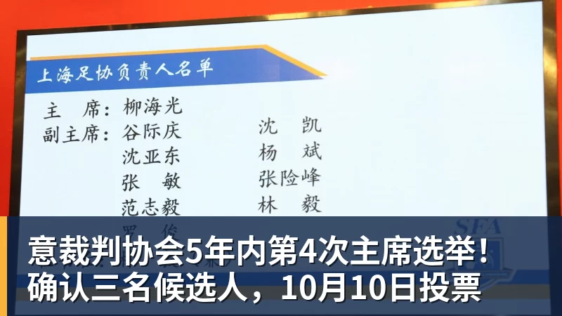 意裁判协会5年内第4次主席选举！确认三名候选人，10月10日投票